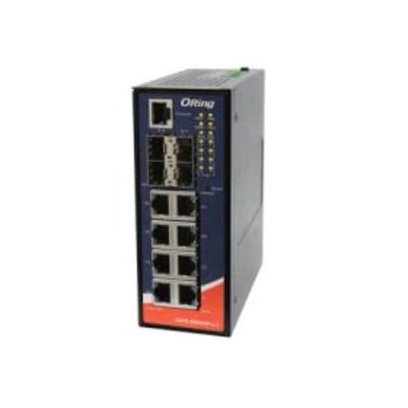 Oring Industrial Networking Industrial Slim 12-port Secured managed Gigabit PoE Ethernet switch with 8x10/10 IGPS-9084GP-LA-PN